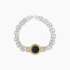 Pulsera en plata y oro con diseño de guarda griega y ónix Pulsera En Plata Y Oro Con Diseño De Guarda Griega Y ónix