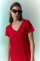 Vestido escote V rojo