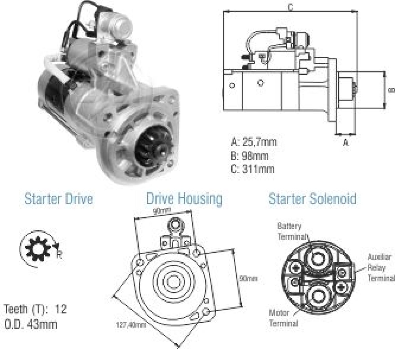 ARRANQUE VOLKSWAGEN 13180 15180 17240 260 VOLVO VM 210 310 MWM 24V 12D ZM 