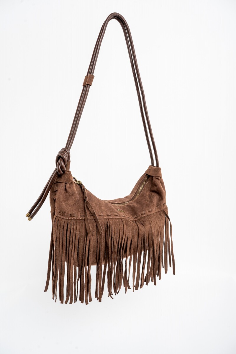 Cartera Flecos Gamuza Vegana Chocolate