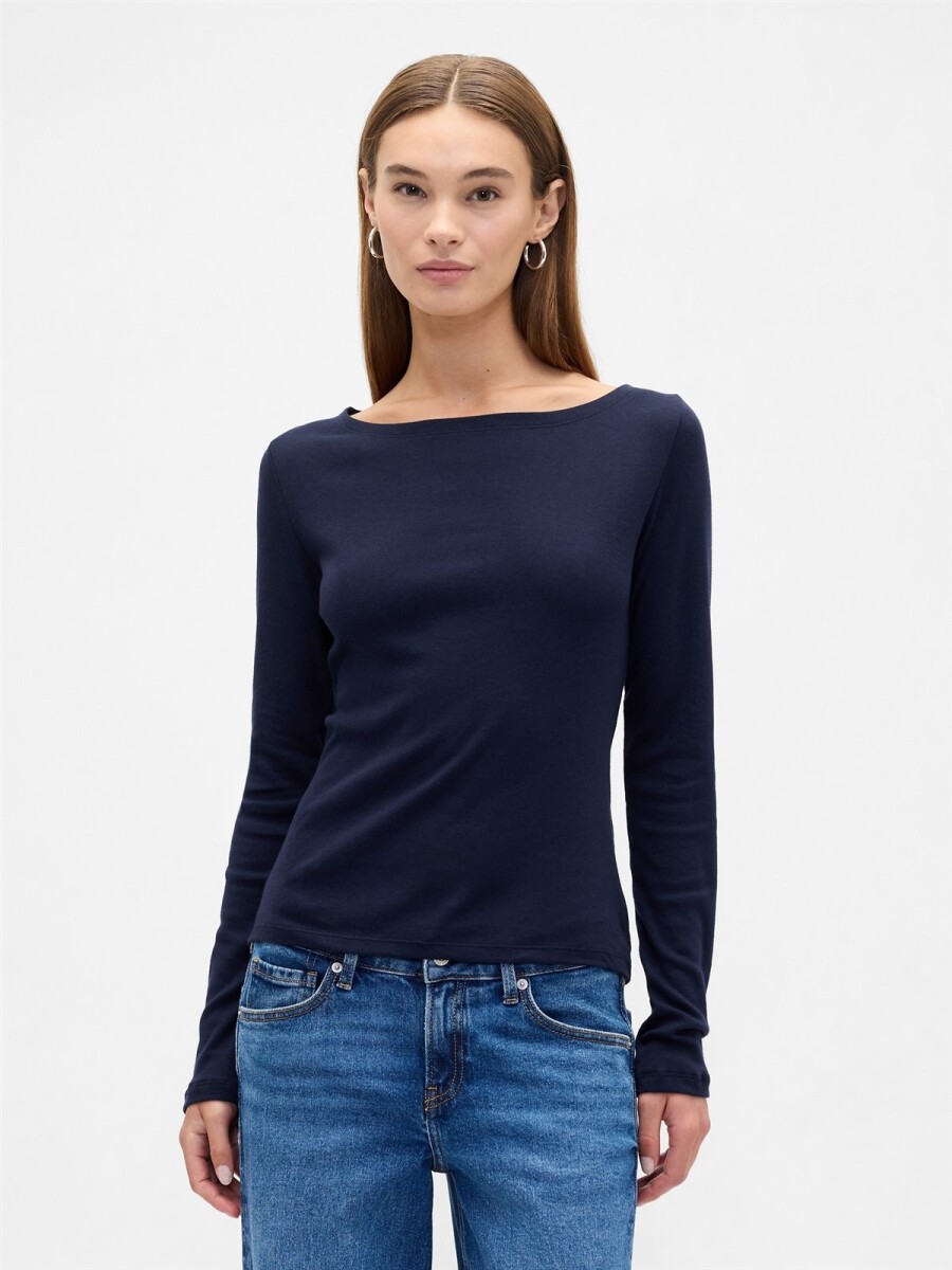 Remera Cuello Bote Mujer - Navy Uniform 
