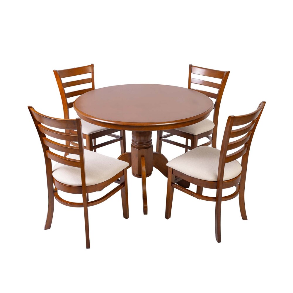JUEGO DE COMEDOR 1+4 MADERA MARRON HV