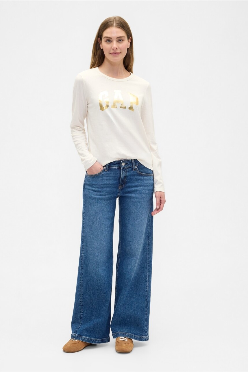 Remera Logo Gap Mujer Ivory Frost