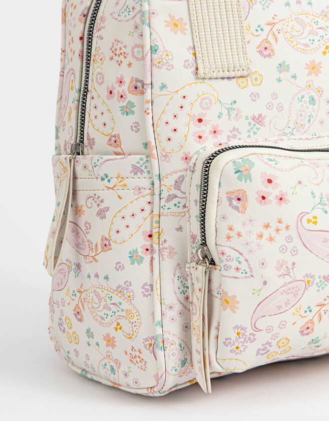 Mochilas Urbanas Clasico Mochila De Cuerina - Blanco Crudo