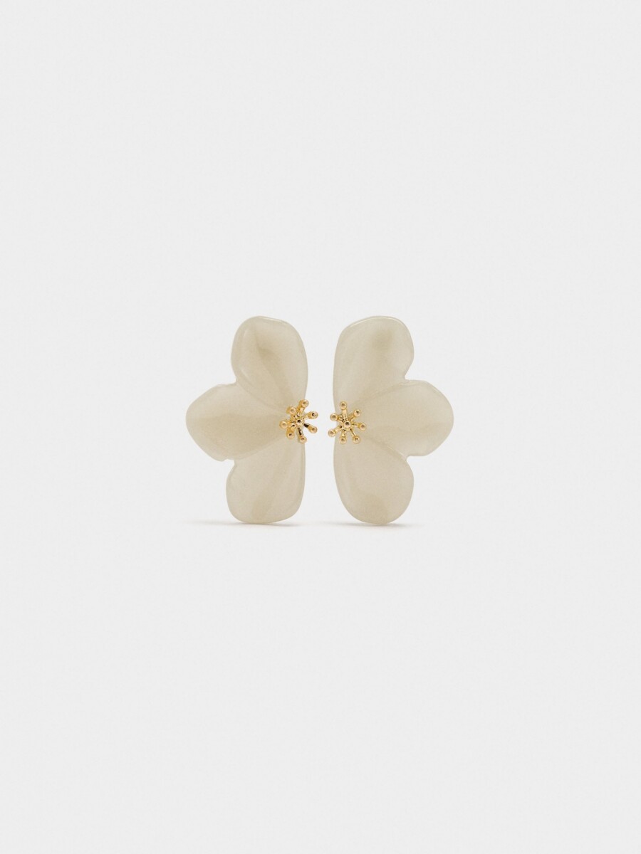 Pendientes Media Flor De Resina beige
