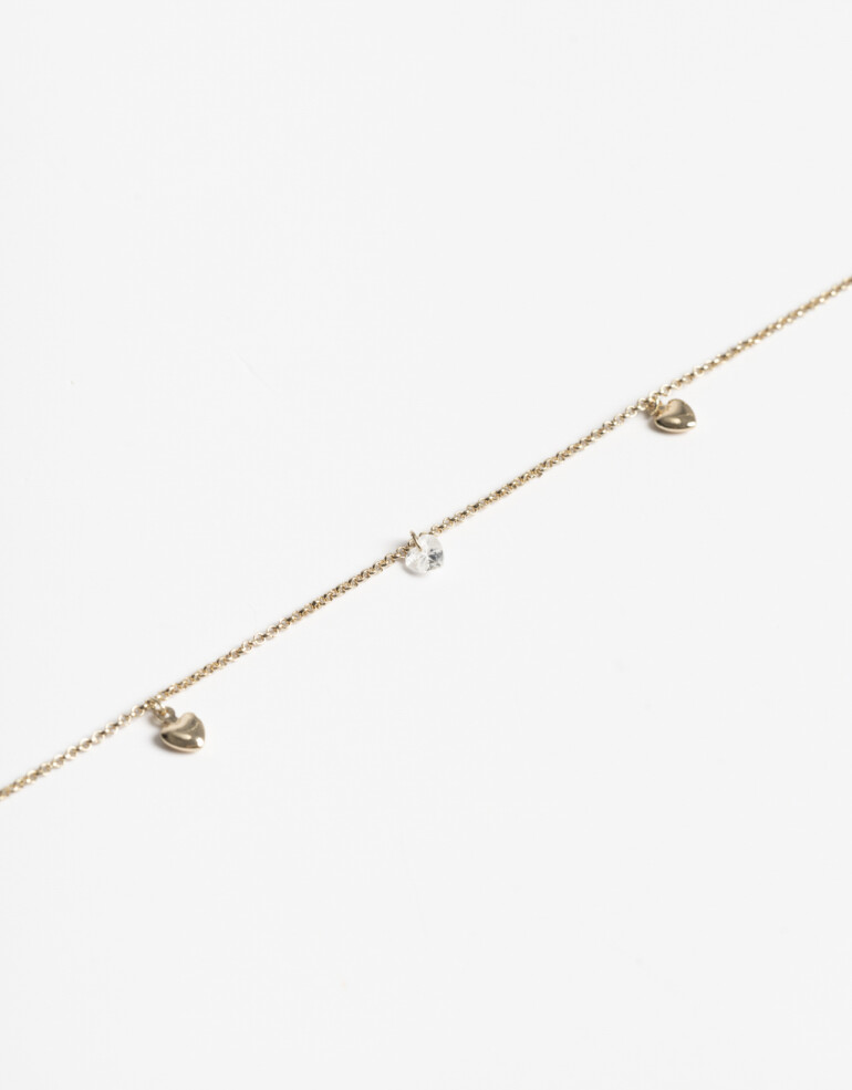 Collares Cortos Strass Collar Corto De Corazones Cubic - Dorado