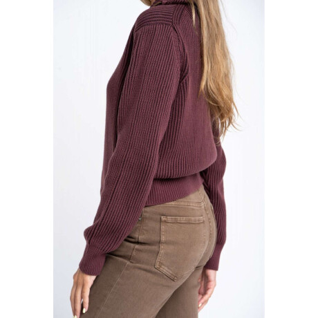 Campera Tejida Algodon Burdeos