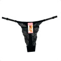 Tanga Colaless Ajustable De Encaje Negro