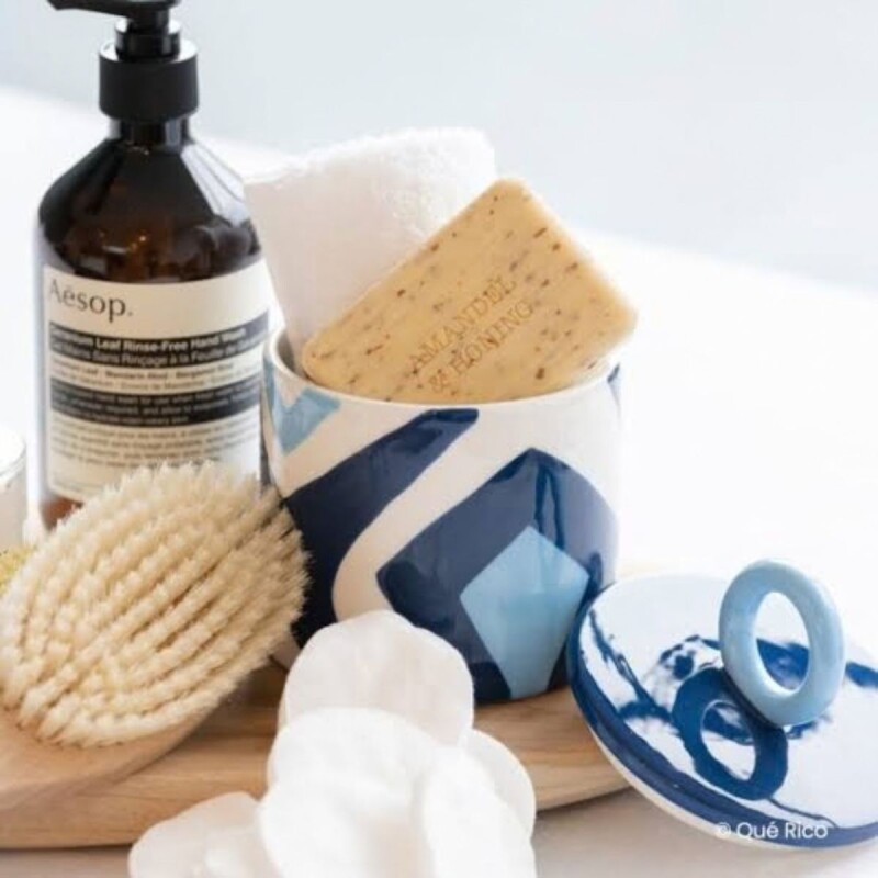 QR148-01175 Frasco De Ceramica Con Tapa Que Rico - Indigo