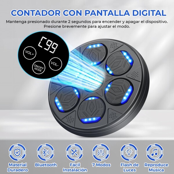 Maquina De Boxeo Musical Goldtech Bluetooth Simulador Luces Variante Color Negro