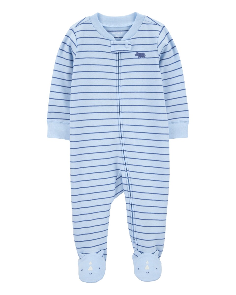 Pijama una pieza de algodón, con pie, diseño rinoceronte 