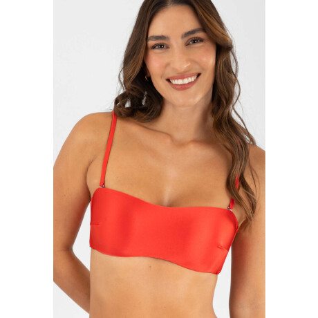 Top strapless Hot red metal