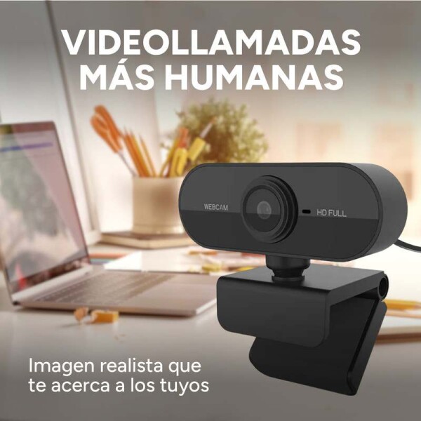 Cámara Web Cam Full HD 1080p USB 360º Con Micrófono Premium Color Negro