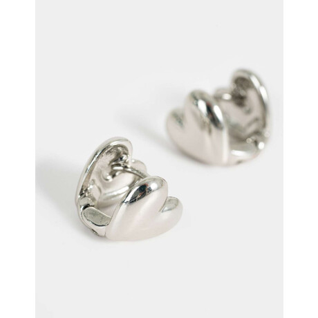 Aros Doble Corazón Plateado