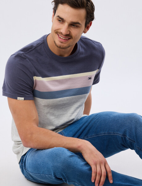 REMERA RAYADA DE ALGODÓN Gris