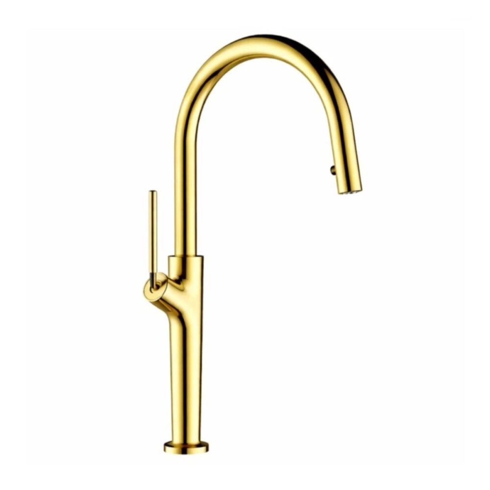 Grifería de cocina Monocomando de mesada extensible Oro Brillante Grifería De Cocina Monocomando De Mesada Extensible Oro Brillante