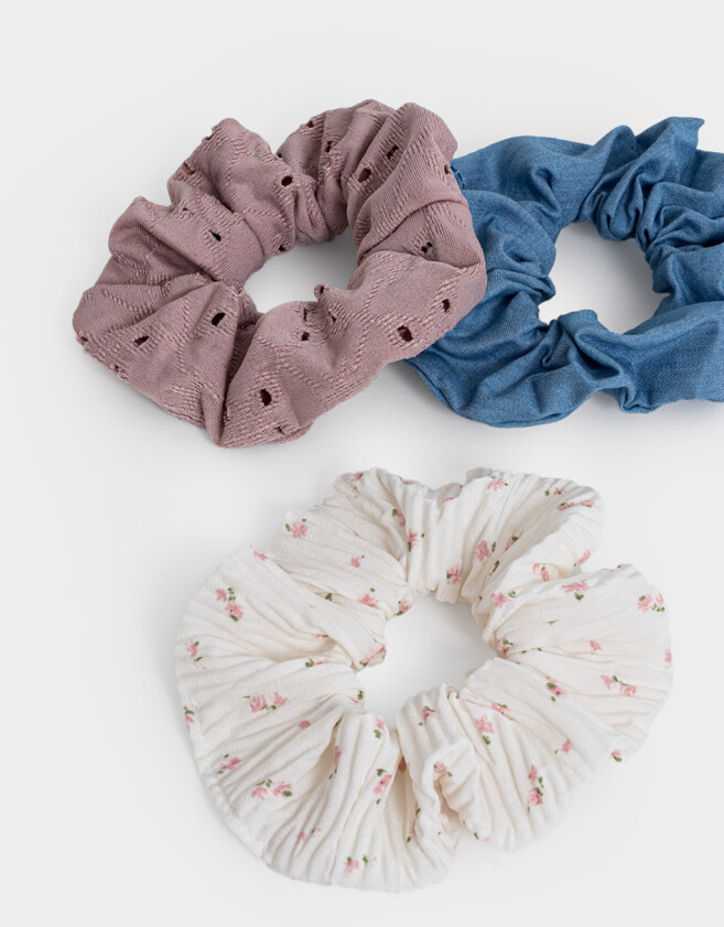 Skunzies Set por 3 Set De Scrunchies Combinadas - Combinacion Multicolor