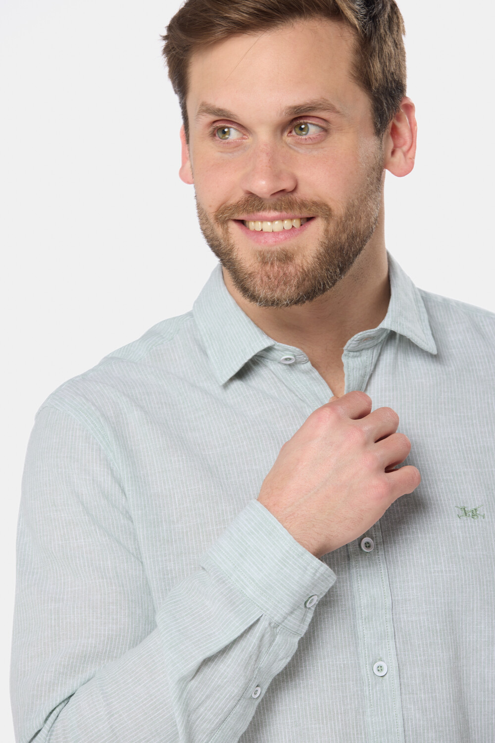 CAMISA RAYADA DE LINO Menta