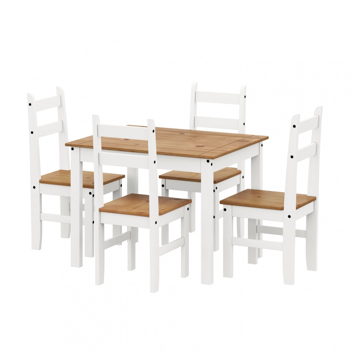 Juego de Comedor Lucia Plus 4 Sillas Madera - Blanco 