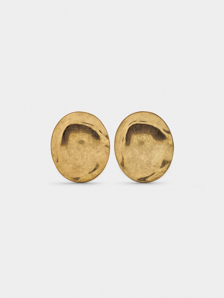 Pendientes Redondos Con Relieve dorado