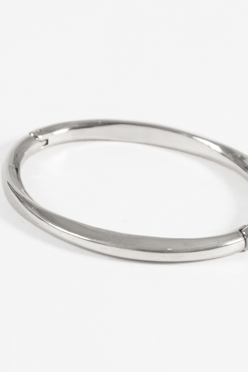 Pulsera rígida ajustable acero plateado