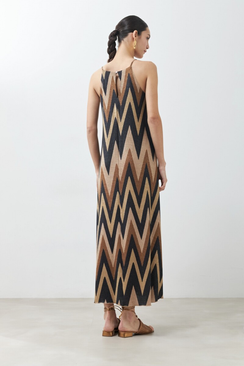Vestido zig-zag tostado