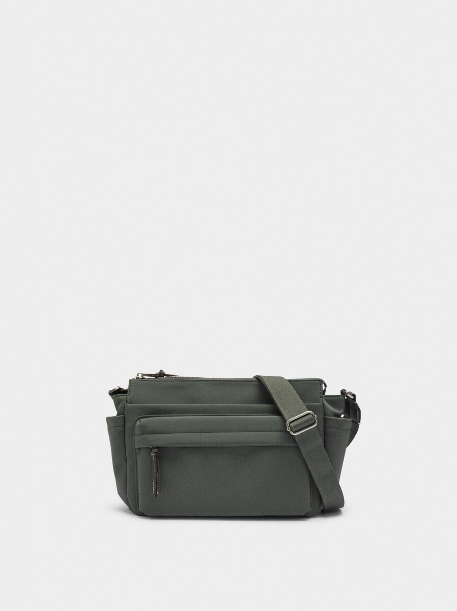 Bolso Bandolera Efecto Nylon - caqui 