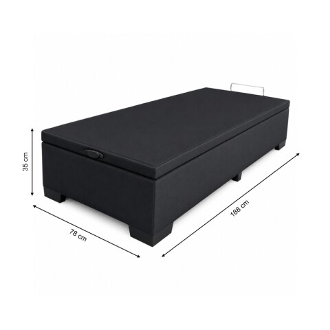 Base Box Baul para Sommier Colchon - Estructura Madera Maciza - Negro 78 x 188 x 35 cm