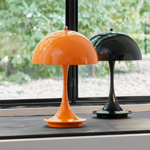 Lámpara de mesa hongo inalámbrica negra USB cálida AI9866