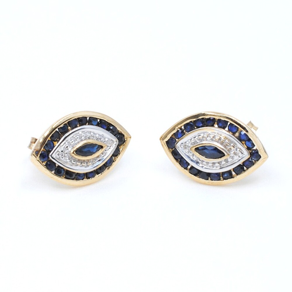 Caravanas en oro 18k , zafiros y brillantes Caravanas en oro 18k , zafiros y brillantes