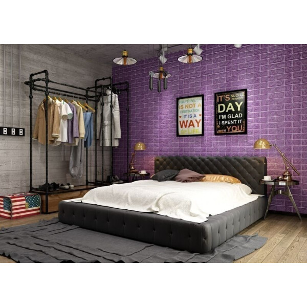 Revestimiento Pared Adhesivo Facil Colocacion Piedra 70x77cm Variante Color Violeta