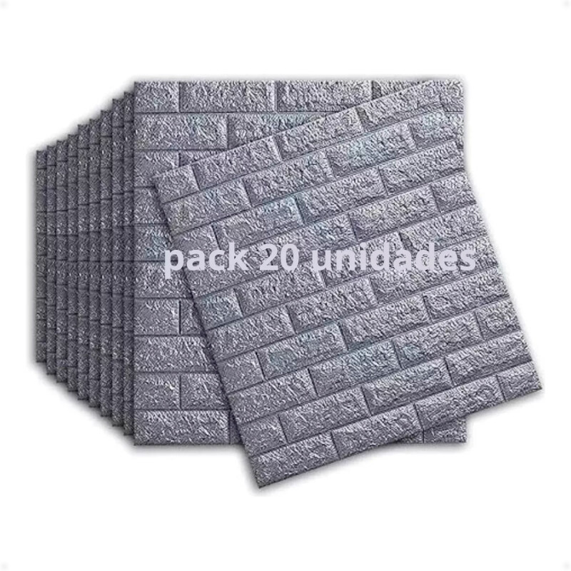 Revestimiento Paneles De Pared Autoadhesivos Ladrillo Plateado X20