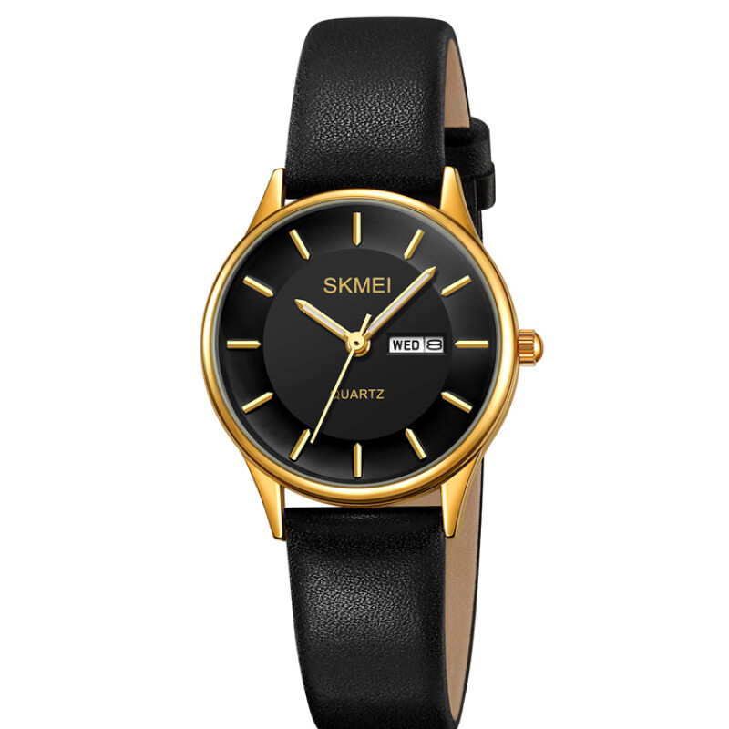 Reloj Skmei 2251GDBK Mujer Analógico Dorado con Esfera Negra y Correa de Cuero Reloj Skmei 2251gdbk Mujer Analógico Dorado Con Esfera Negra Y Correa De Cuero