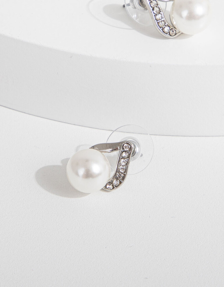 Aros Pasantes Perlas Aros Gota Con Perla - Plateado Rodio