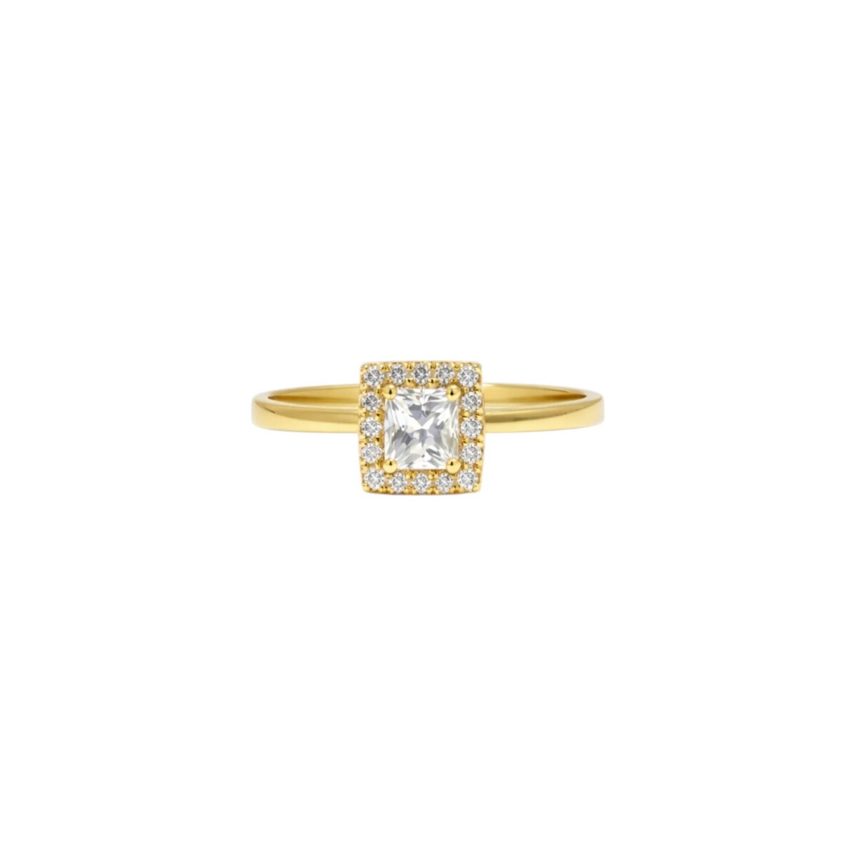 Anillo compromiso Cuadrado -Oro bajo-Piedras zirconias-AN8556 - conpiedra 