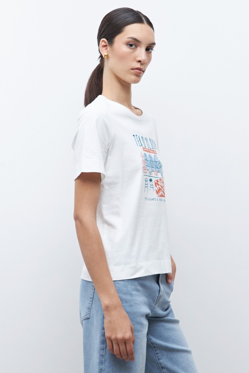 Remera estampa Tea O'clock blanco