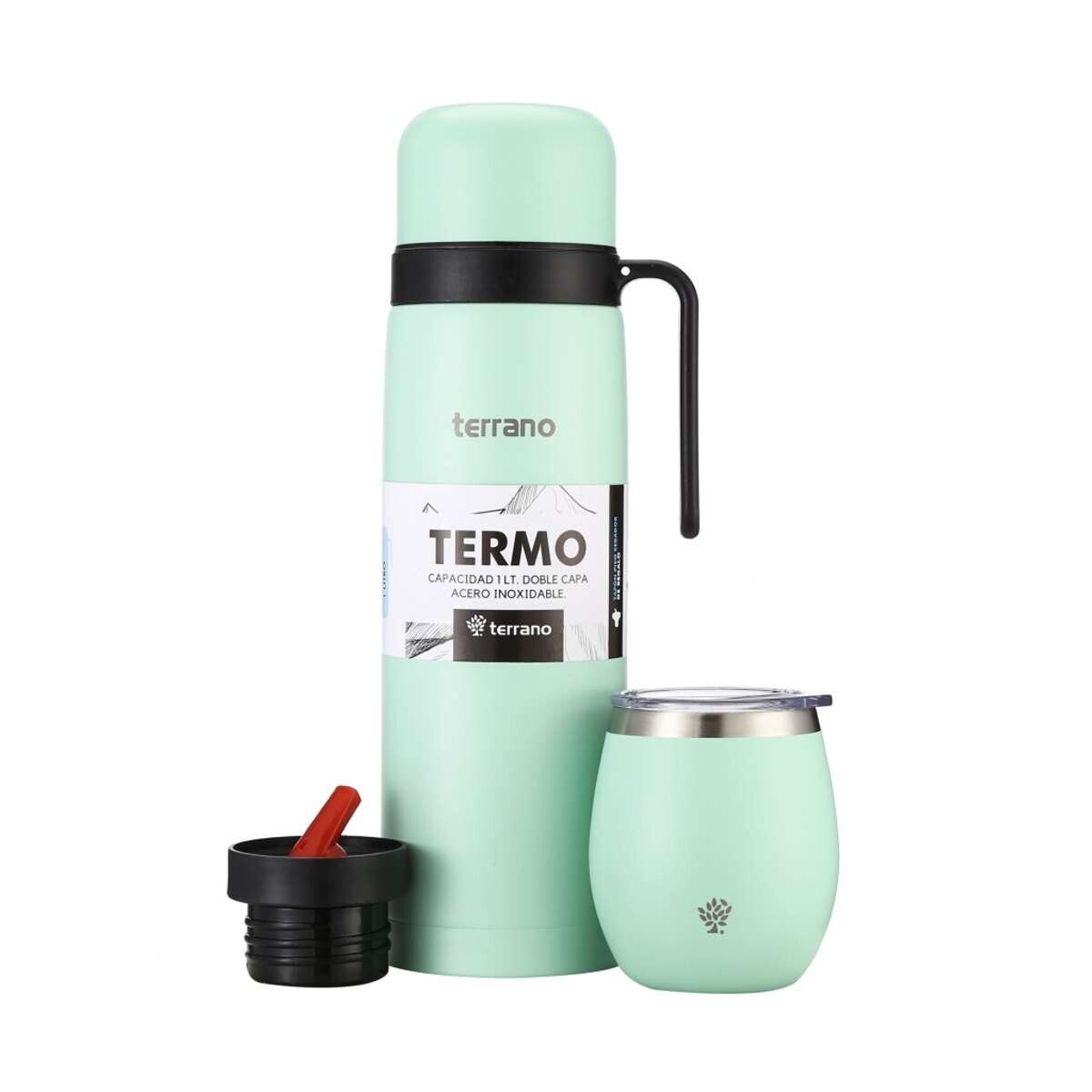 Kit Termo Manija Rigida + Mate Con Tapa - Verde Agua 