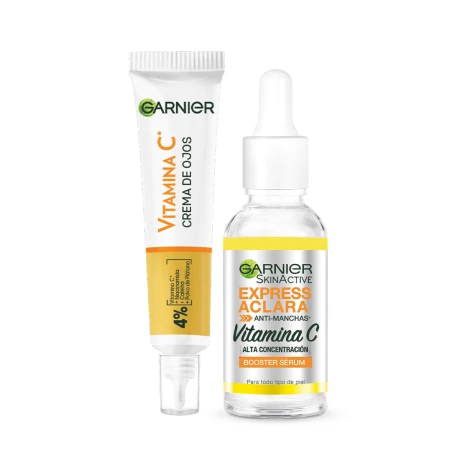 Pack Garnier Express Aclara - Serum Vitamina C 30ml + Crema Anti Ojeras 15ml Pack Garnier Express Aclara - Serum Vitamina C 30ml + Crema Anti Ojeras 15ml