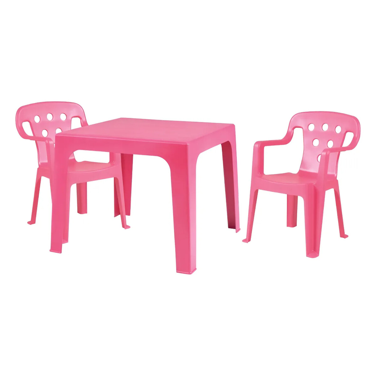 Set Mesa 54x54x46cm y 2 Sillas Infant Plást Reforzado 40kg - Rosa 