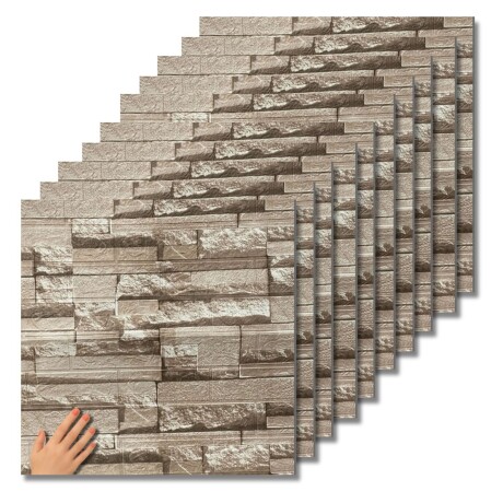 50 Placas Revestimiento Pared Autoadhesiva 70x77cm Promo X50 Piedra Oscura