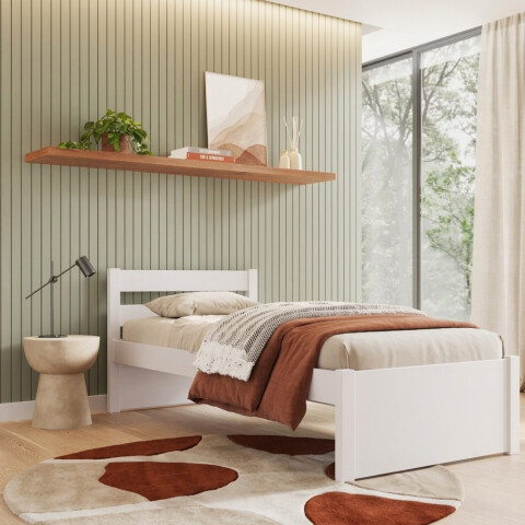 CAMA DE 1 PLAZA MADERA MACIZA UNIQUE BLANCA CAMA DE 1 PLAZA MADERA MACIZA UNIQUE BLANCA