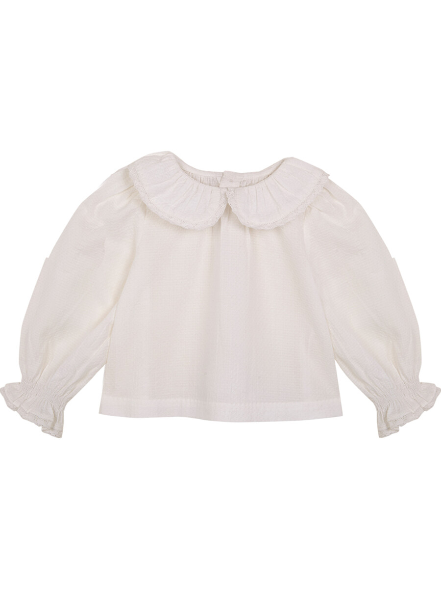 Camisa Bebe Cuello Vol Blanco Roto