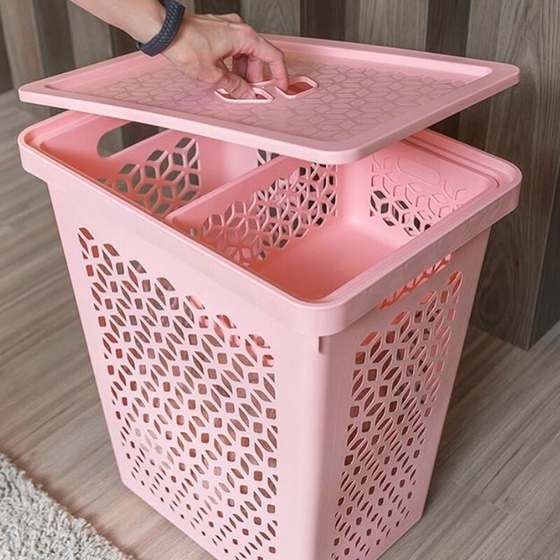 Cesto organizador ropa con compartimiento interno 55L BLANCO
