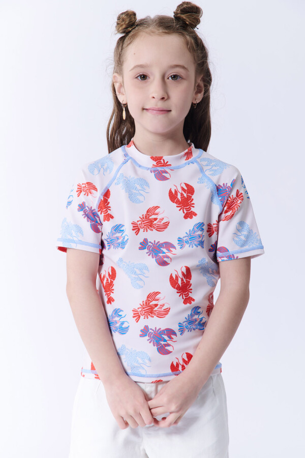 Remera manga corta uv estampa langostas Langostas Crudo