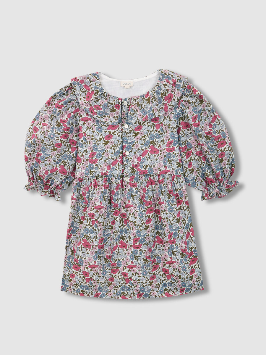 Vestido Estampado Liberty Blanco Roto