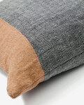 Almohadón Eiko 100% de lino gris con rayas verticales terracota 50 x 50 cm