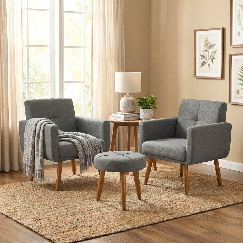 Butaca Havana Moderna x2 + Puff Gris Butaca Havana Moderna x2 + Puff Gris