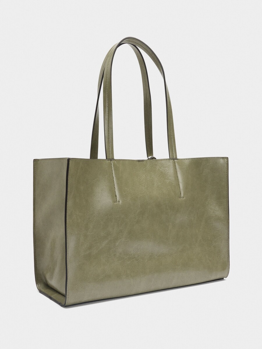 Bolso Shopper Con Colgante verde