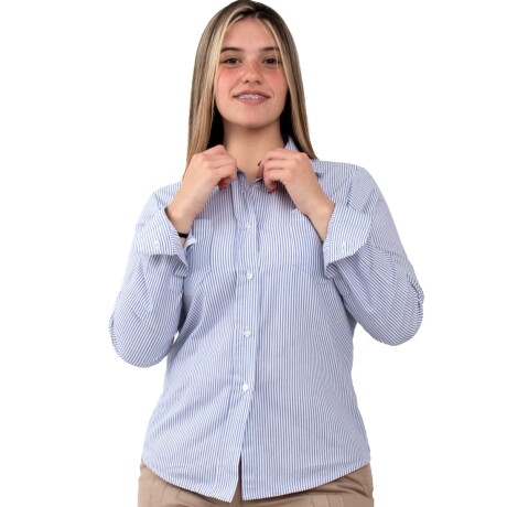 Camisa dama Celeste a rayas