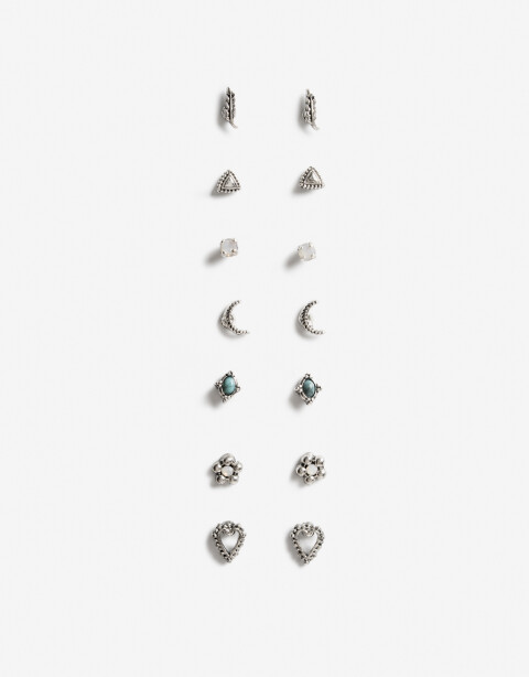 Aros Sets Folk Set Aros Boho - Plateado Antique Silver